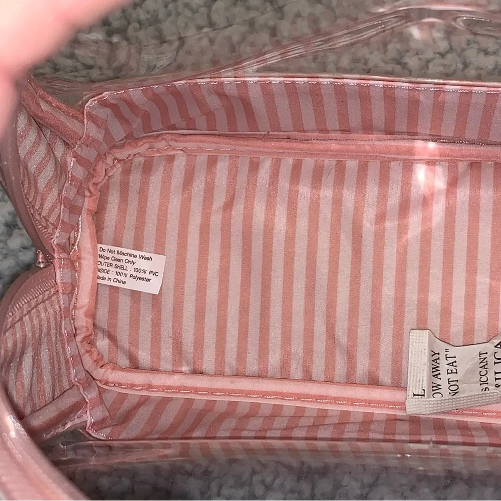VICTORIA’S SECRET Signature Pink Striped 3-PC Cosmetic Travel Set LG MED SM
